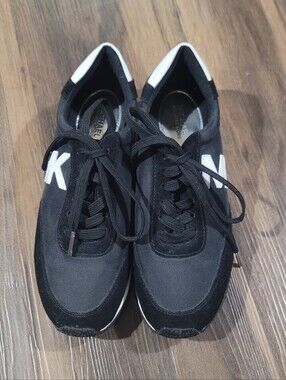Michael Kors Black Sneakers with White Heel Accents